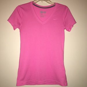 Pink Nike Dri Fit Shirt Sleeve Top